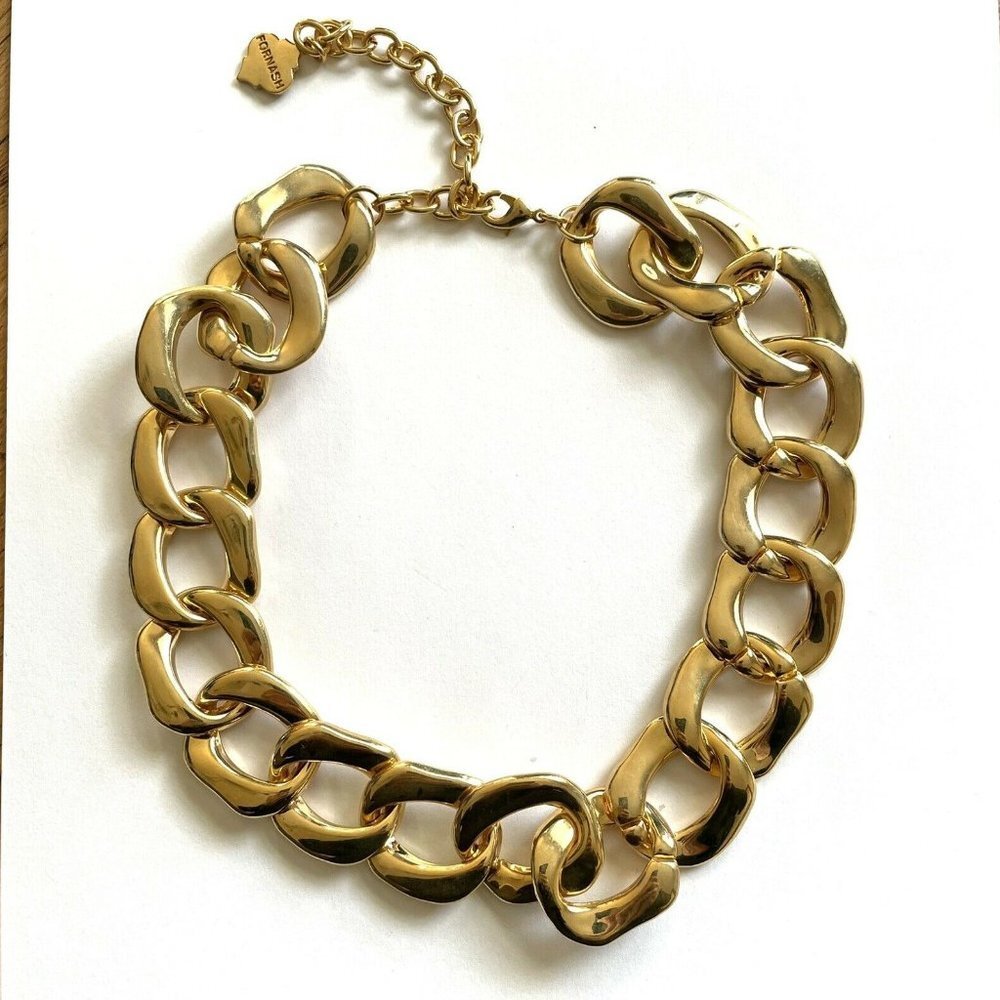 Fornash Necklace Choker Large gold toned Link